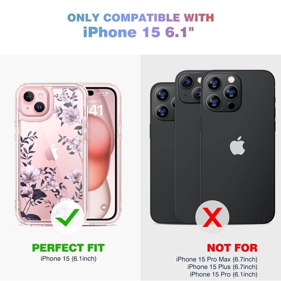 Diaclara Designed for iPhone 15 Case iPhone 15 6.1" (Camellia) - Picture 5 of 9